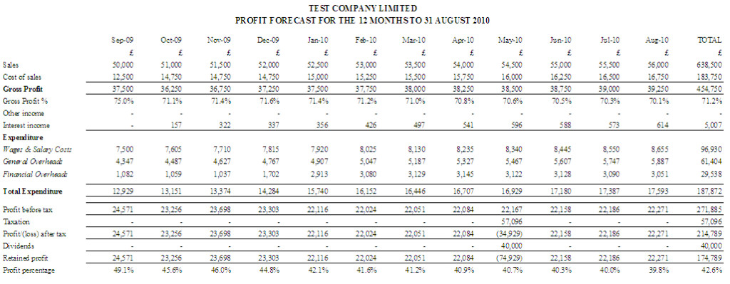 Profit and loss report for how to prepare cash flow forecasts