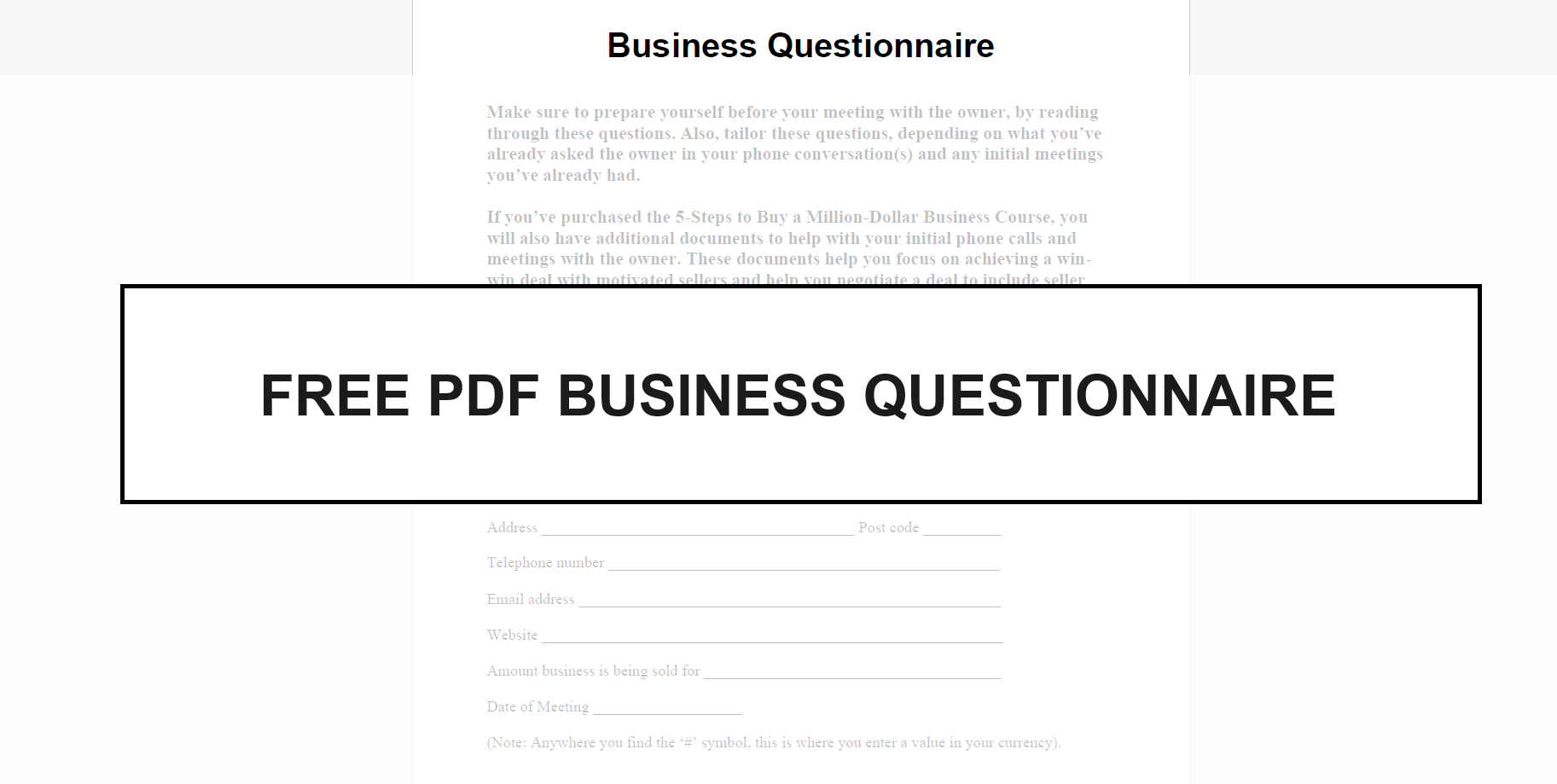 Free PDF Questionnaire questions to ask business owner